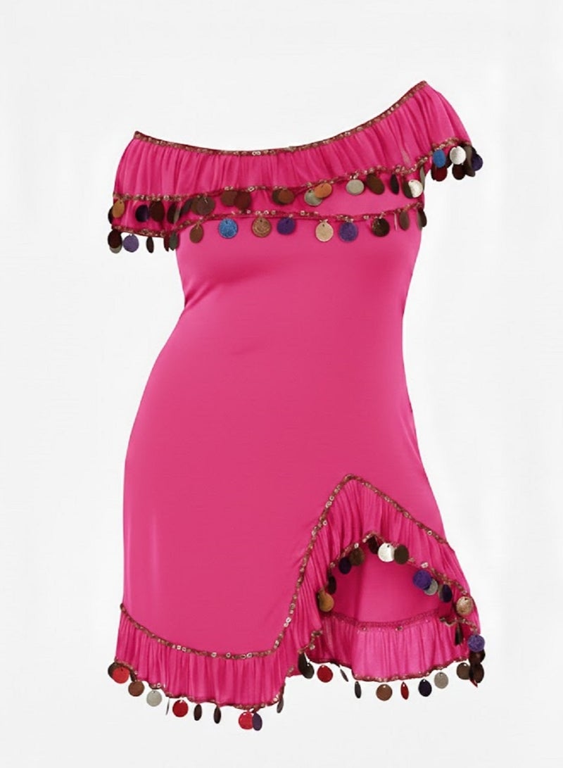 Alexandrian Oriental Galabeya, pink , one size  for women - Image 2